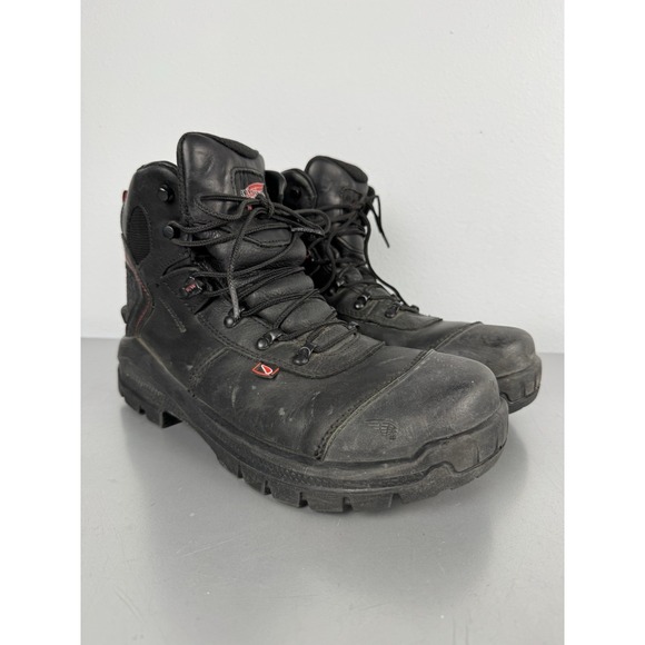 Red Wing CRV Boots 423 Mens 9 Black Leather Saftey Toe Waterproof Work Shoes Red